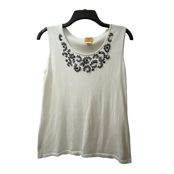 RUBY RD Petite Beaded Embroidered Sleeveless Tank Top PM - Picture 2 of 9